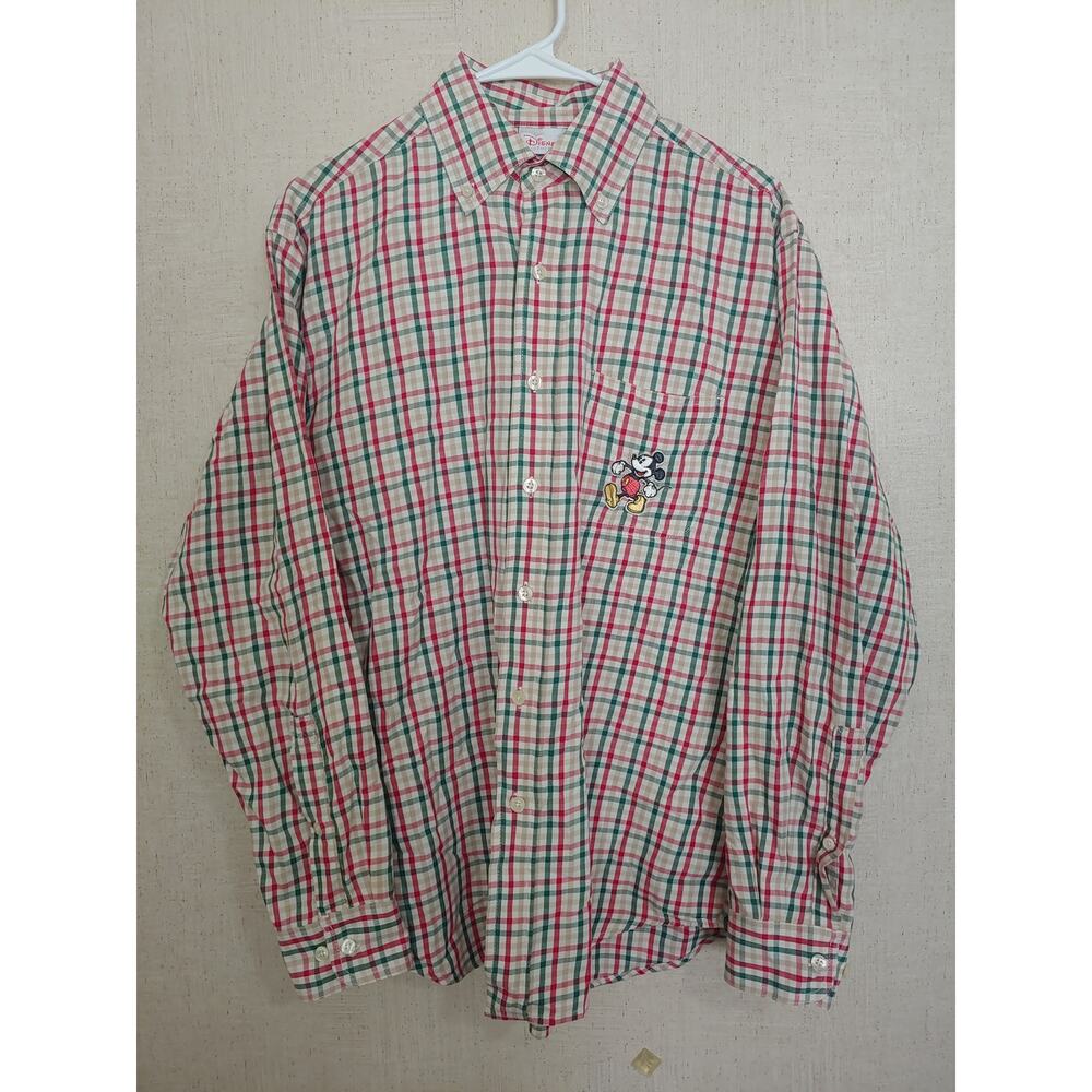 Mens Disney Store Plaid Button Front Size Medium